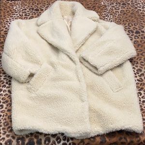Cream faux fur coat